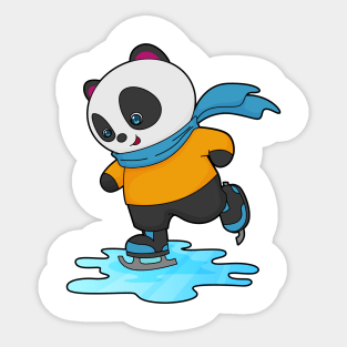 Panda at Ice skating with Ice skates & Scarf Sticker